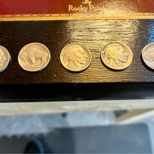 5 Buffalo Nickels - Vintage Five Cent Coins